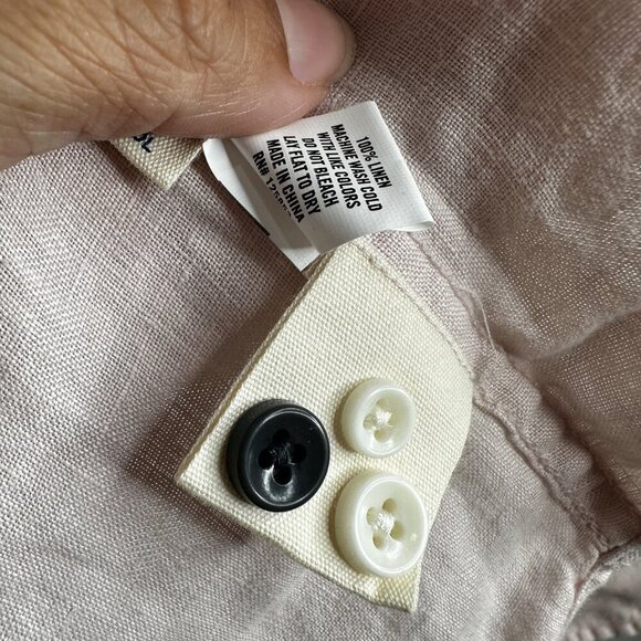 Taylor Stitch Shirt Mens 38 Pink Linen Long Sleeve Button Up Casual Lightweight - Picture 10 of 14